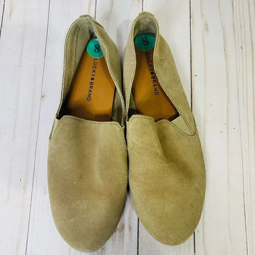 Lucky Brand Tan Suede Slip On Flats Loafers